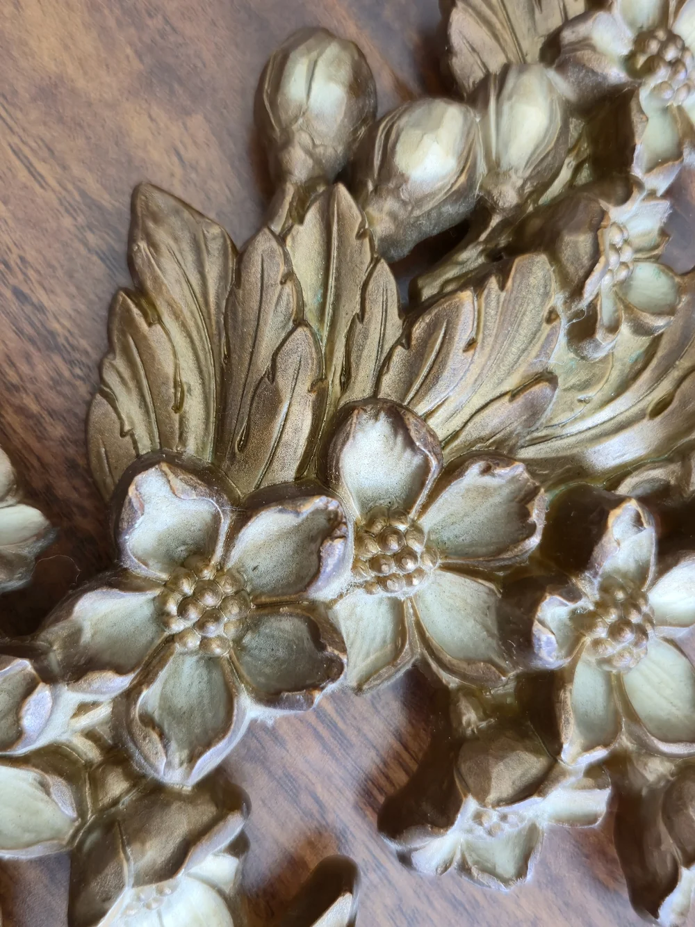 Vintage Syroco Gold Bird & Dogwood Wall Plaques Set of 3 (1967)